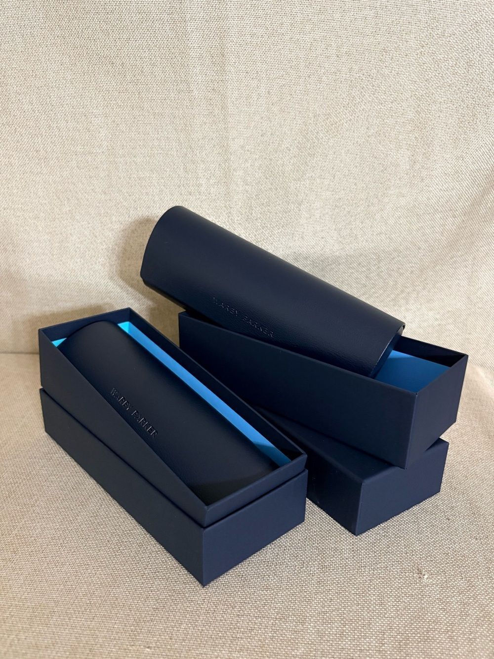 Warby Parker Eyeglass Case & Gift Box Set Navy Blue NEW Lot of 2